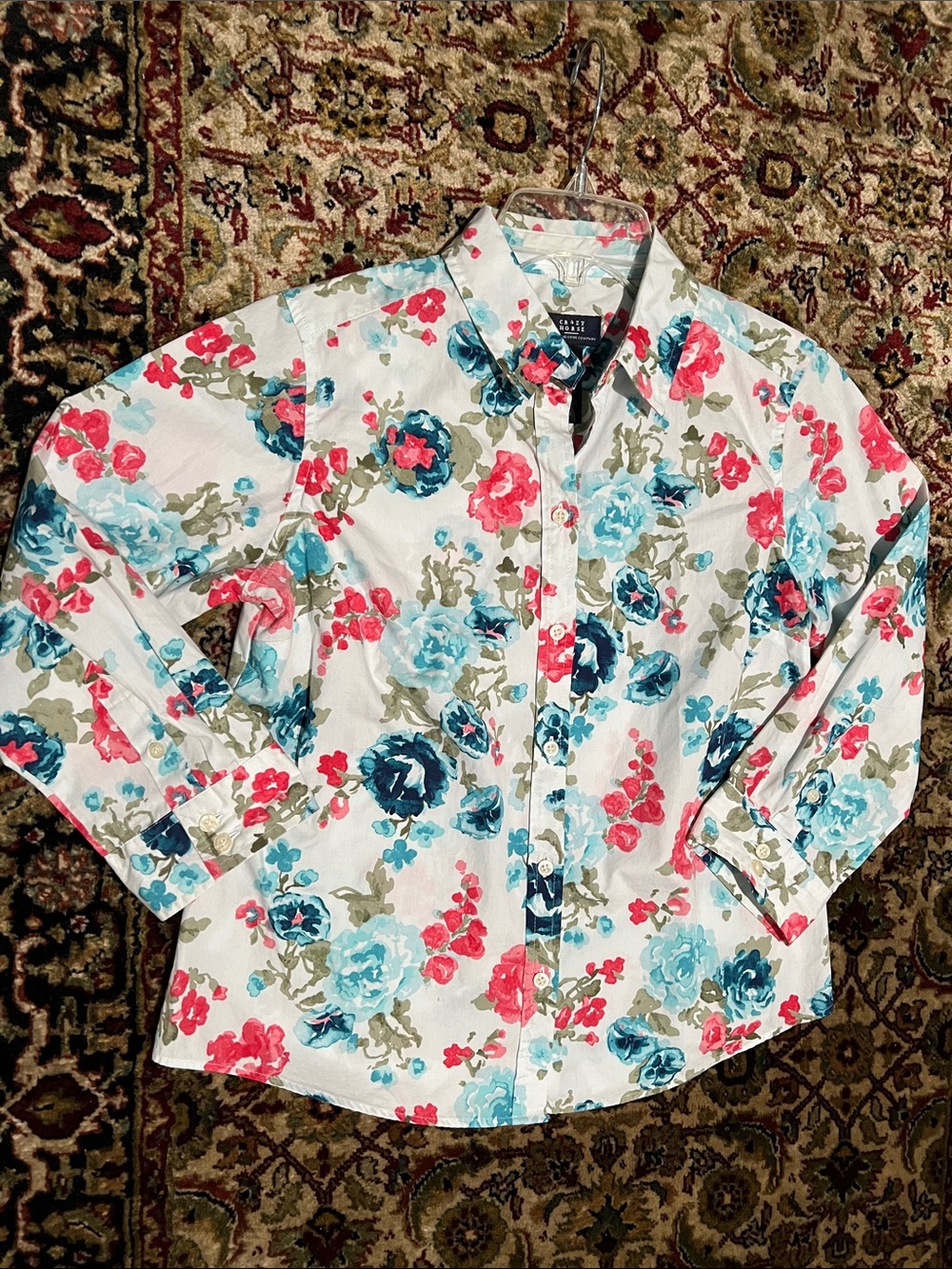 Crazy Horse by Liz Claiborne Button-Down Shirt 3/4 Length Sleeve Size Medium